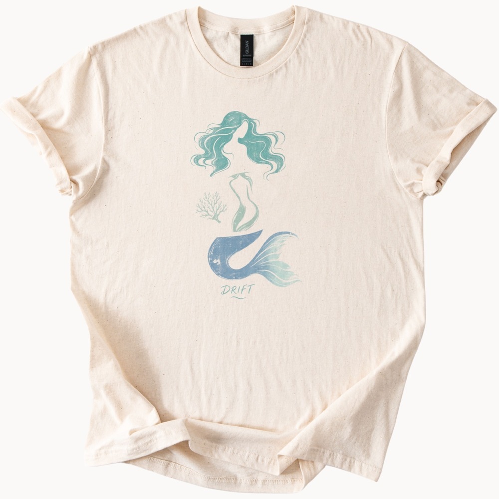 Drift Mermaid Rising Through Coral Waters Tee